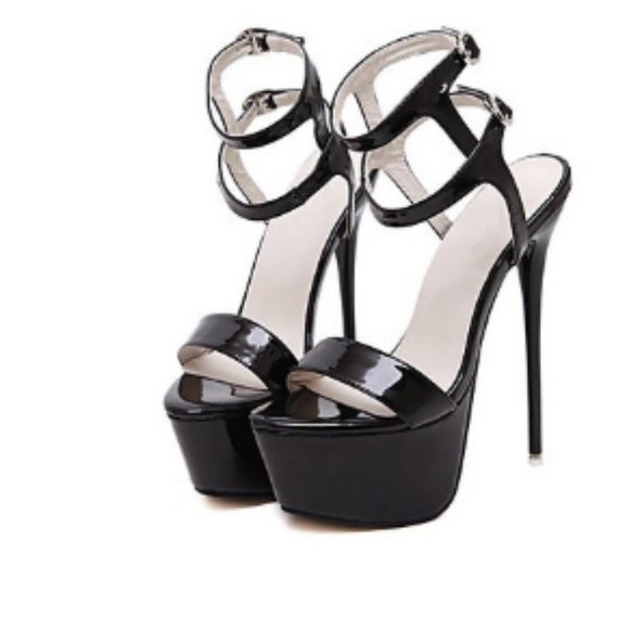 FSJ Shoes - FSJ Black Heels Sandals Stiletto Heel Sexy Shoes